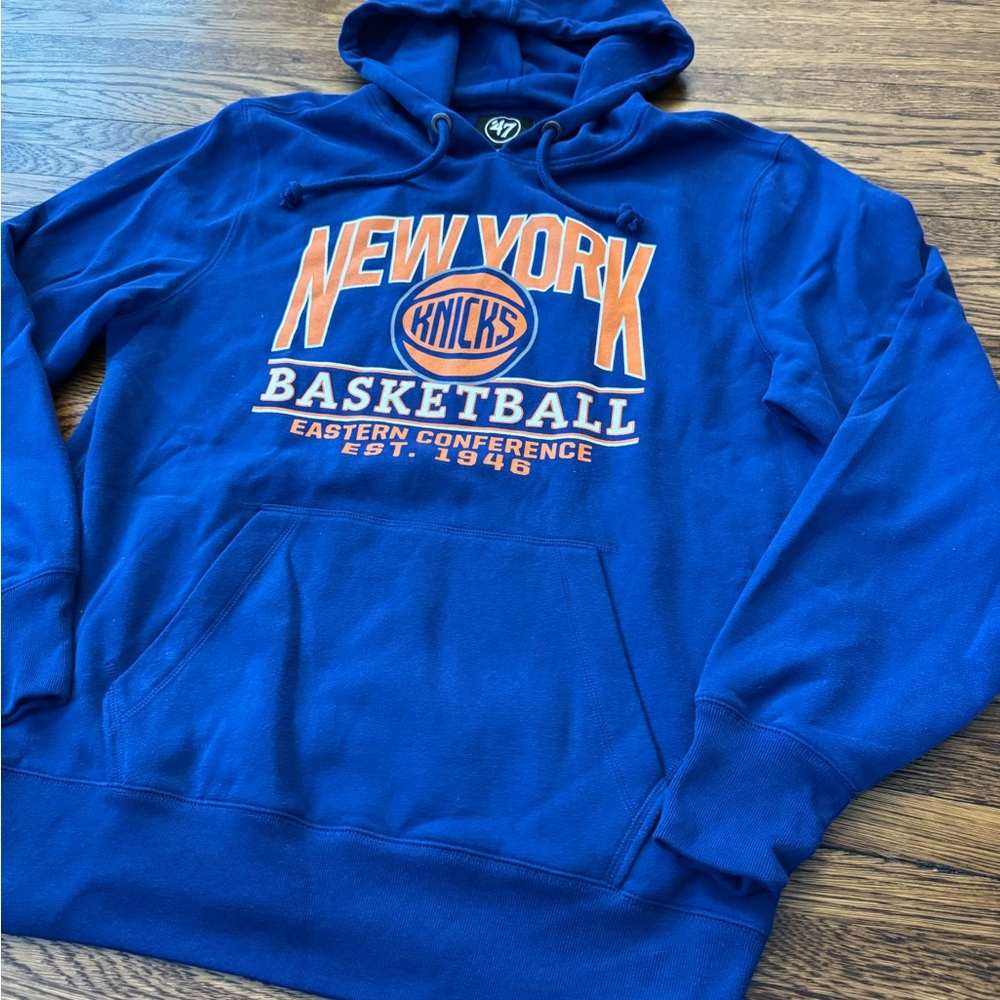#670 NEW YORK KNICKS (47 Brand) NBA Basketball Blue Hoodie - Picture 8 of 15